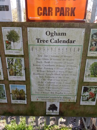 Information signs along riverbank trail